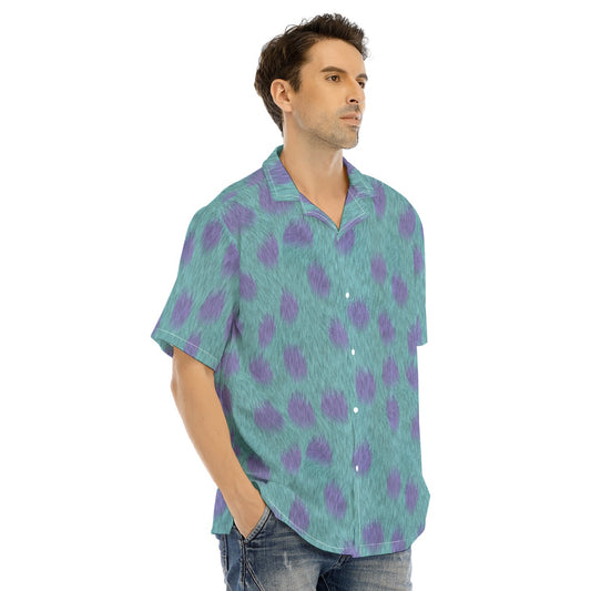Turquoise Monster Spots - Men's Hawaiian Button Up Shirt
