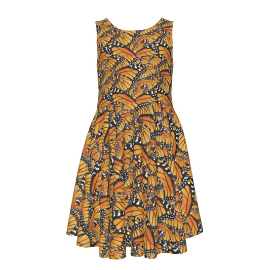 Animal Print - Monarch Butterfly - Kid's Sleeveless Skater Dress