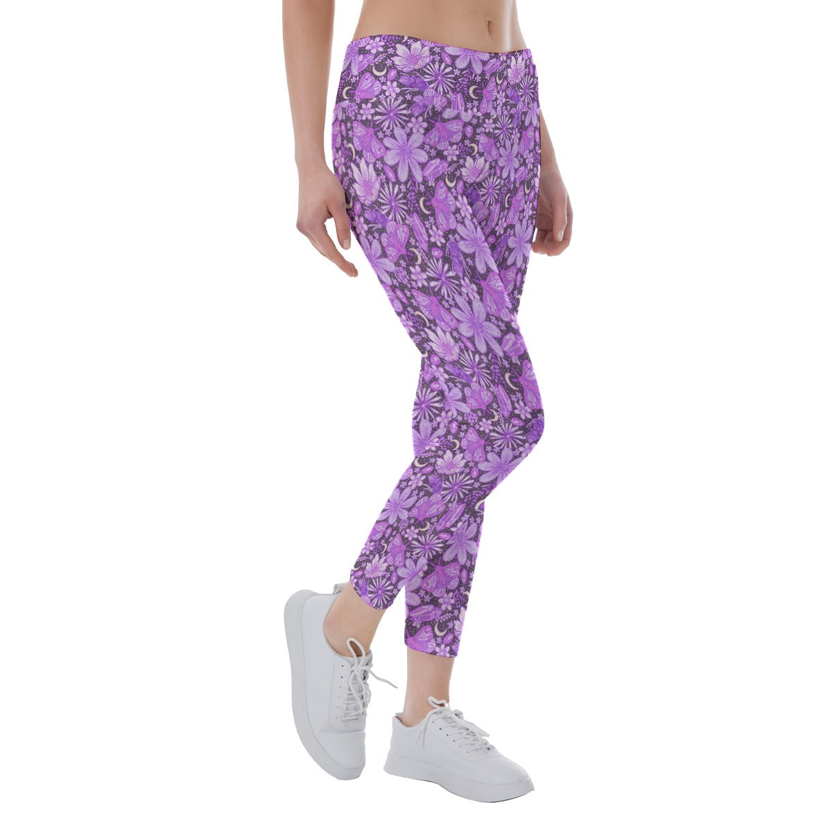 Purple Crystal Moths - Women's Yoga Leggings