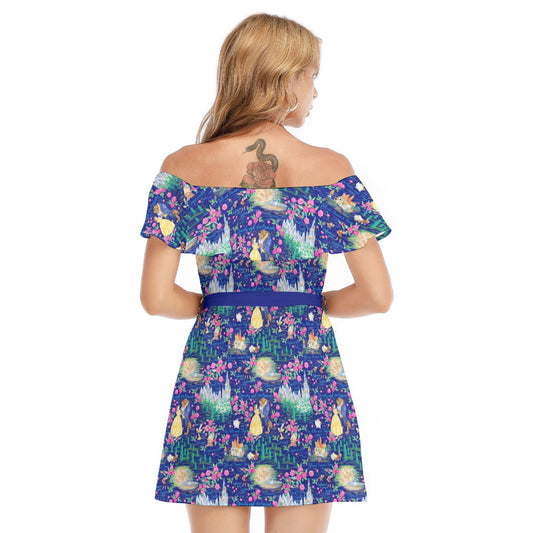 Enchanted Forest Romance - Women's Off-shoulder Ruffle Dress