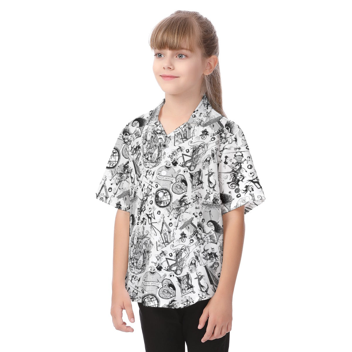 Nightmare Halloween Sketches - Kid's Hawaiian Button Up Shirt