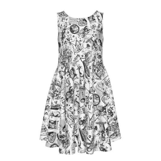 Nightmare Halloween Sketches- Kid's Sleeveless Skater Dress
