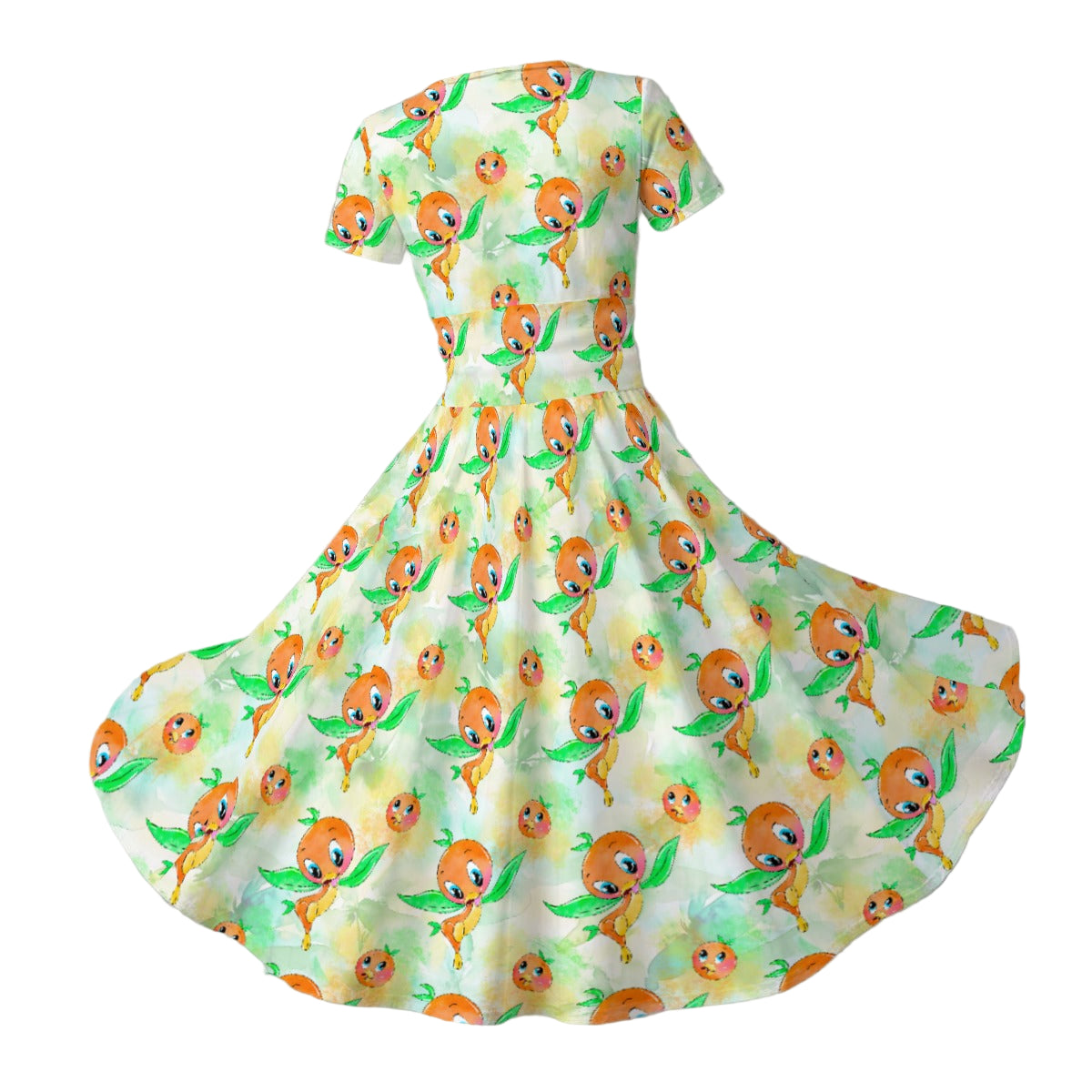 Sunny Citrus Thoughts - Women's V-Neck Ruched Midi Dress