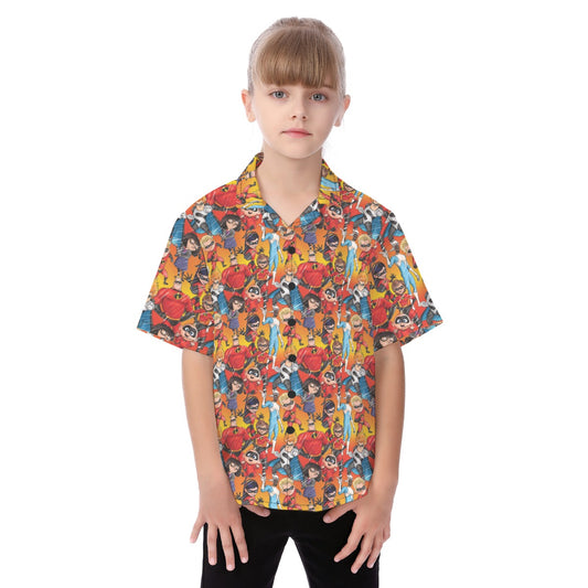 Super Squad Sketched - Kid's Hawaiian Button Up Shirt