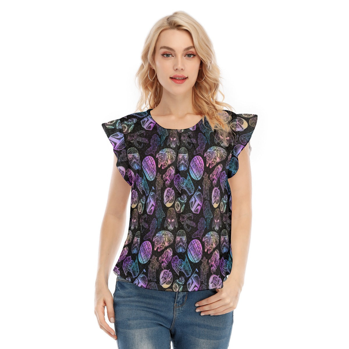 Watercolor Galactic Mandalas - Women’s Flutter Sleeve Top