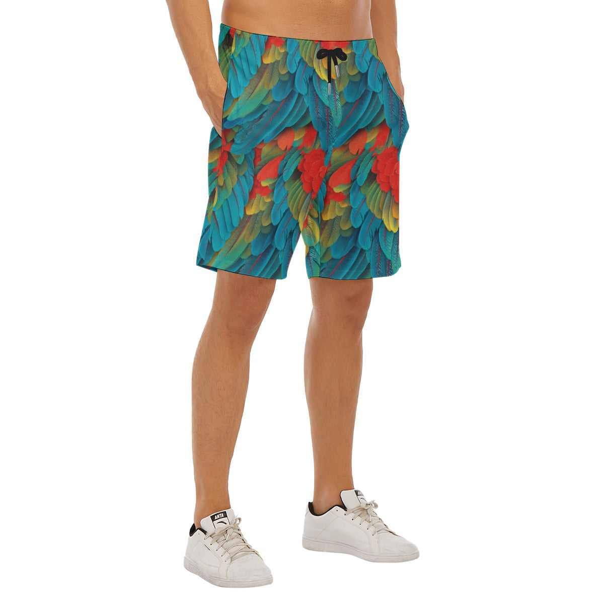 Animal Print - Macaw Parrot - Men’s Pocket Beach Shorts