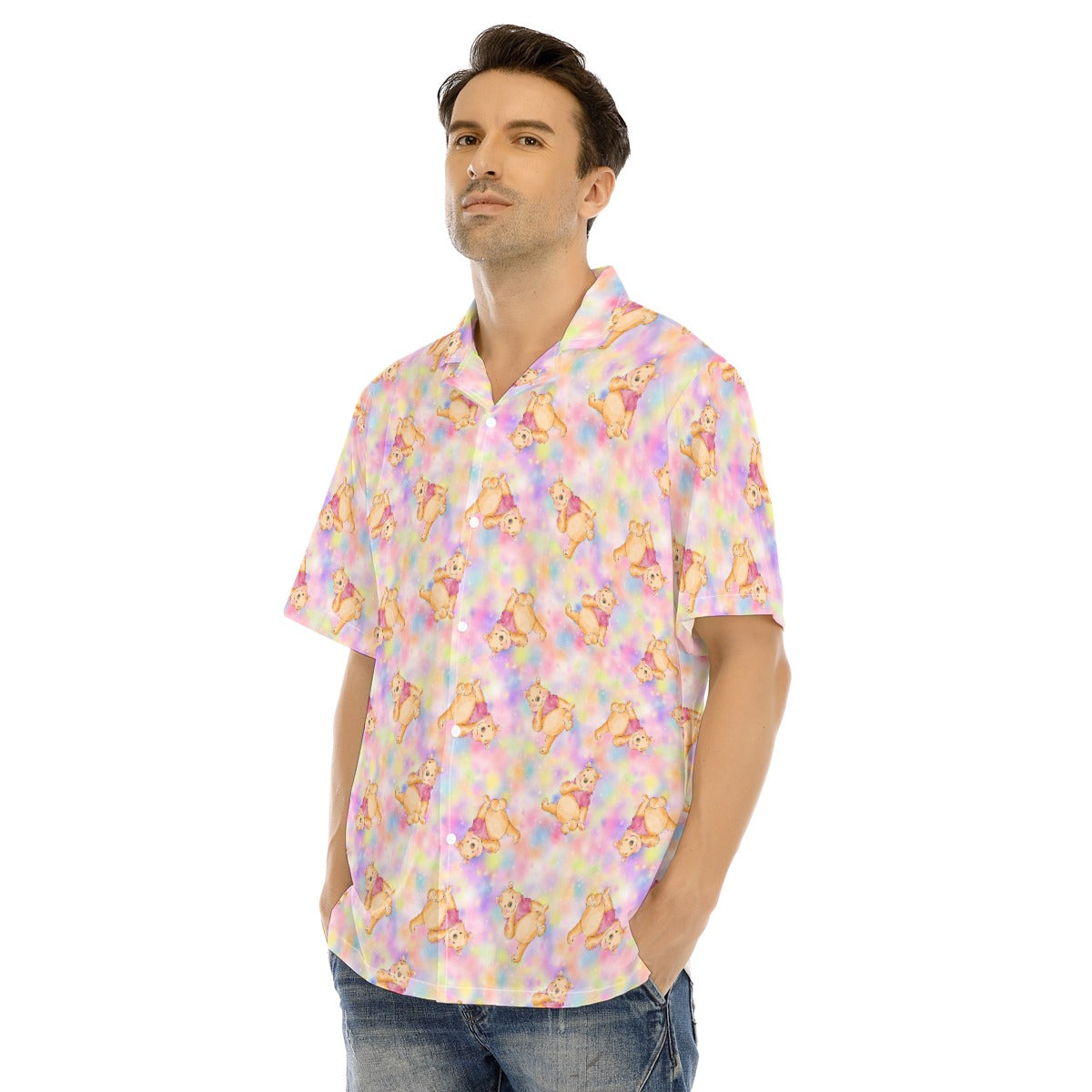 Watercolor Honey Bear - Men's Hawaiian Button Up Shirt
