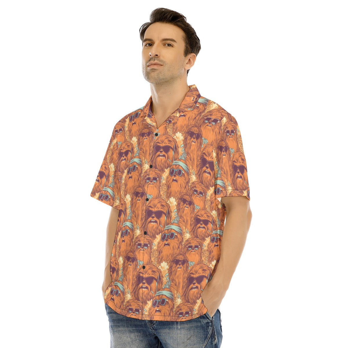 Retro Furry Friend Summer Vibes - Men's Hawaiian Button Up Shirt