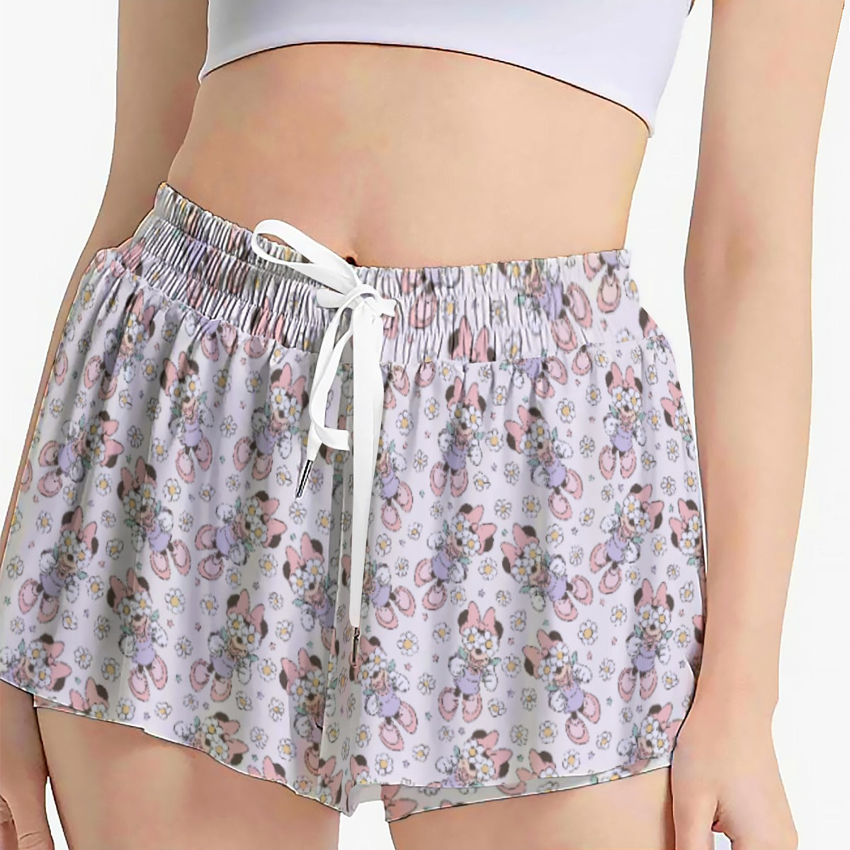Daisy Crown Delight - Women's Flowy Pocket Shorts