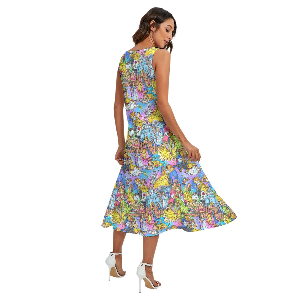 Enchanted Tale Storybook Scenes - Women’s Diagonal Pocket Midi Dress