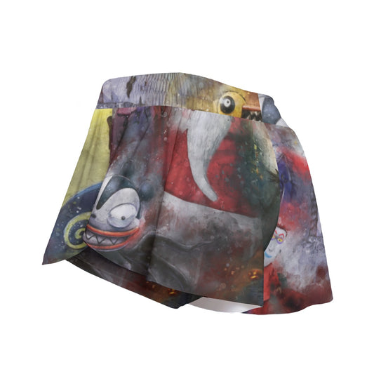 Watercolor Nightmare Town - Women's Flowy Pocket Shorts