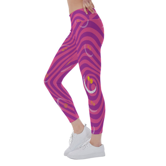 Whimsical Grinning Stripes - Women's Yoga Leggings