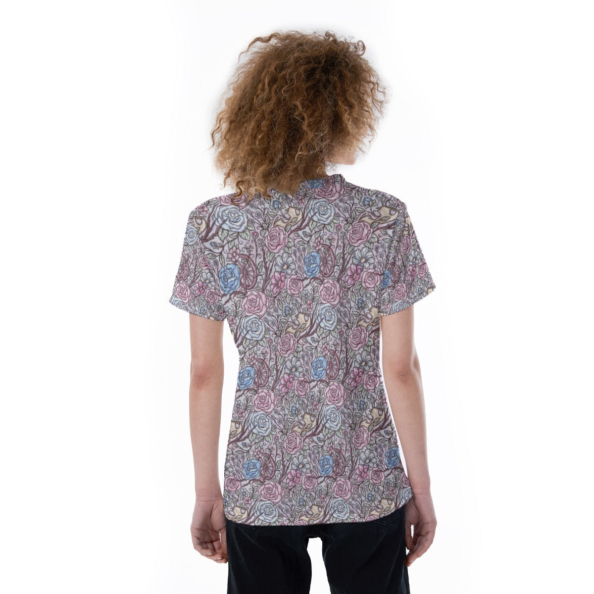 Fairytale Florals – Sleeping Enchantment - Women's Short Sleeve V-Neck T-Shirt