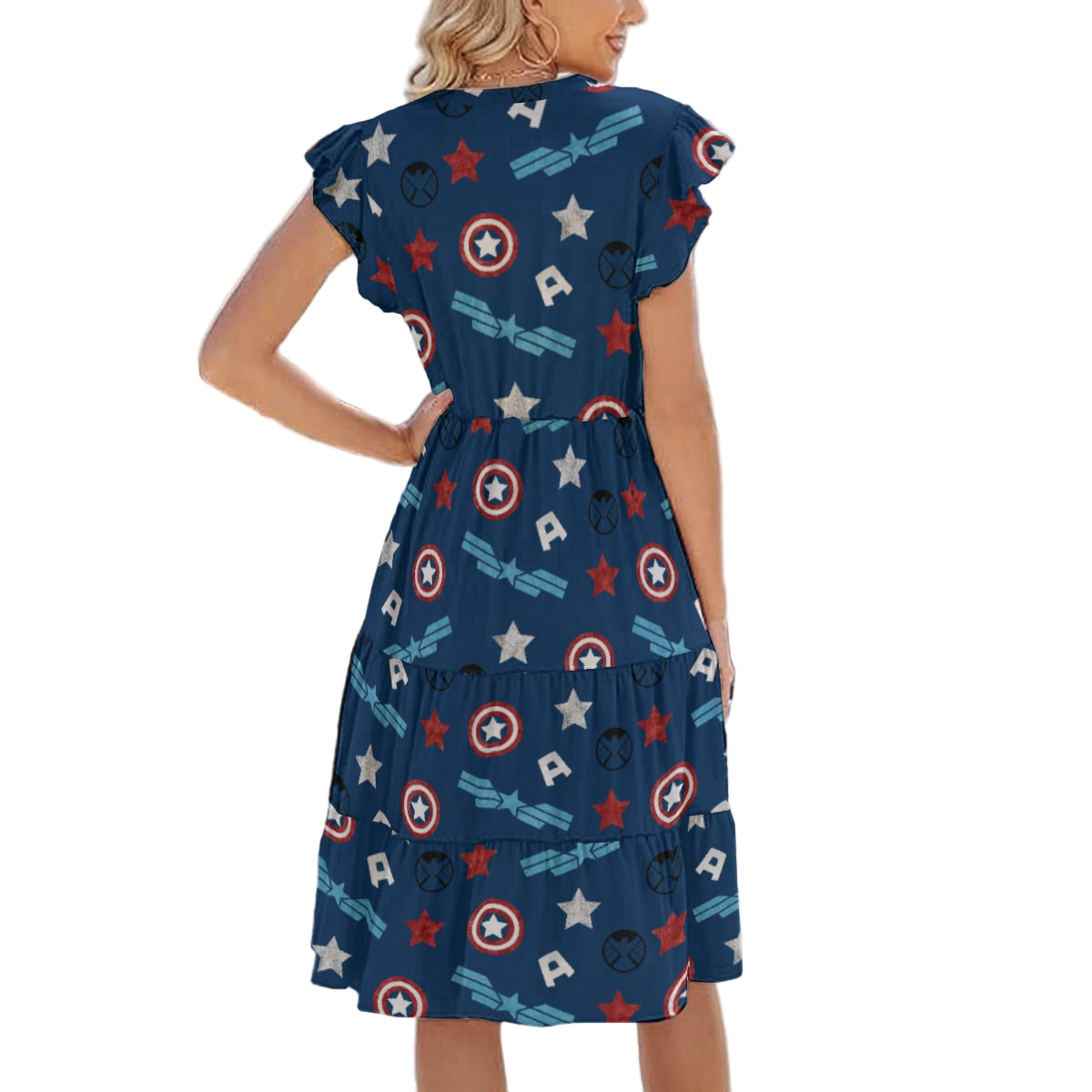 American Superhero - Women's Tiered Pocket Midi Dress