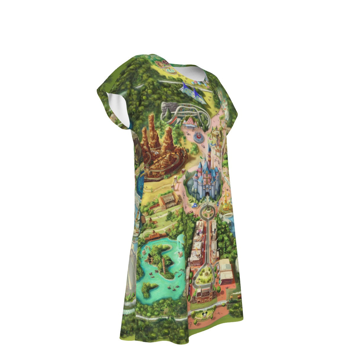 Colorful Theme Park Map - Women's T-Shirt Dress