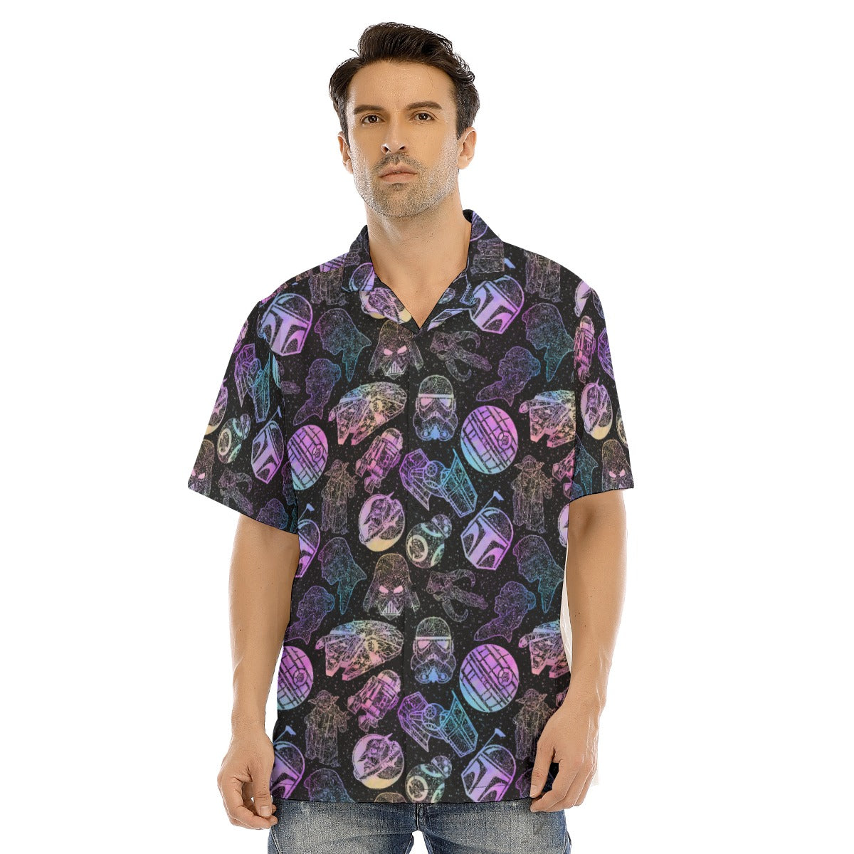 Watercolor Galactic Mandalas - Men's Hawaiian Button Up Shirt
