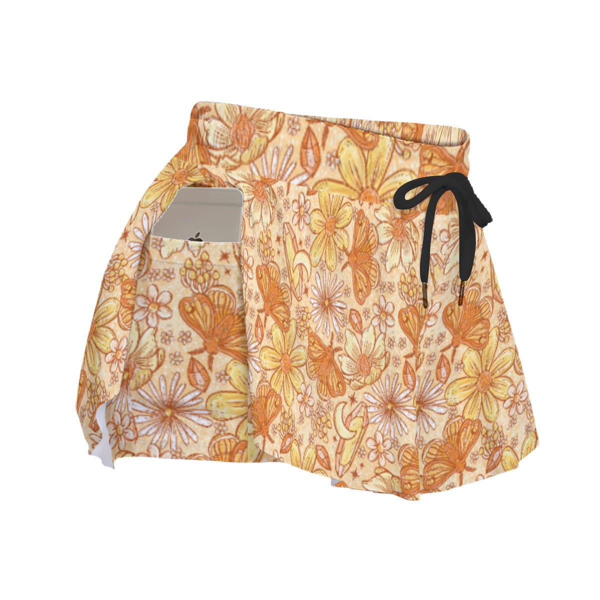 Orange Crystal Moths - Women's Flowy Pocket Shorts