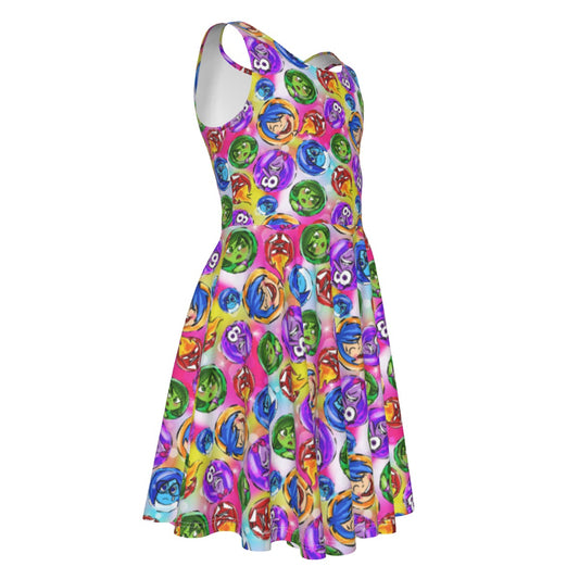Inside Out Emotions - Kid's Sleeveless Skater Dress