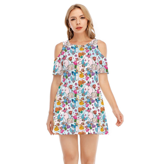 Tiny Tailors & Sewing Friendsends - Women's Cold Shoulder Cotton Dress