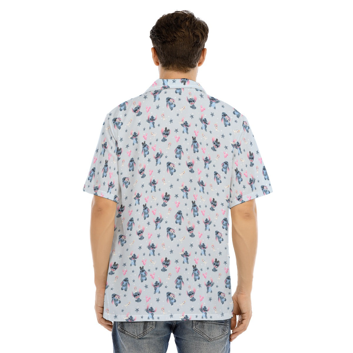 Happy Blue Alien - Men's Hawaiian Button Up Shirt