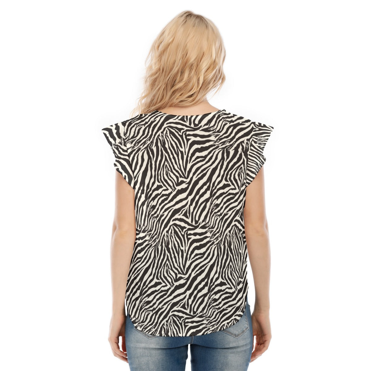 Animal Print - Zebra - Women’s Flutter Sleeve Top