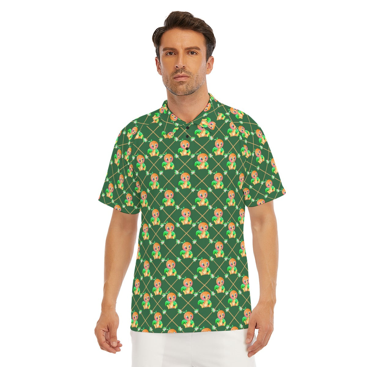 Geometric Citrus Delight - Men's Polo Shirt