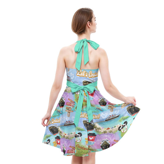 Tropical Castaway Island - Women's Halter Vintage Pocket Dress