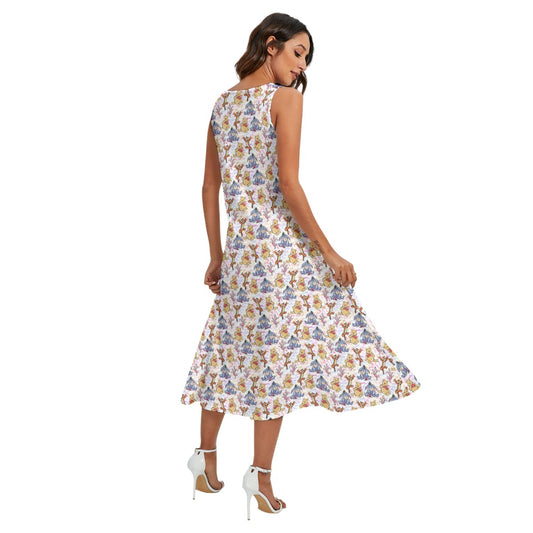 Beloved Forest Friends Sketch Autographs - Women’s Diagonal Pocket Midi Dress