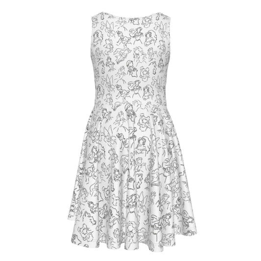 Monochrome Royal Silhouettes - Kid's Sleeveless Skater Dress