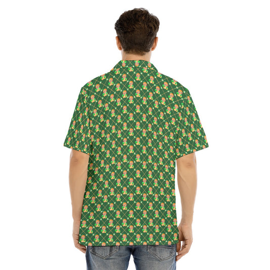 Geometric Citrus Delight - Men's Hawaiian Button Up Shirt