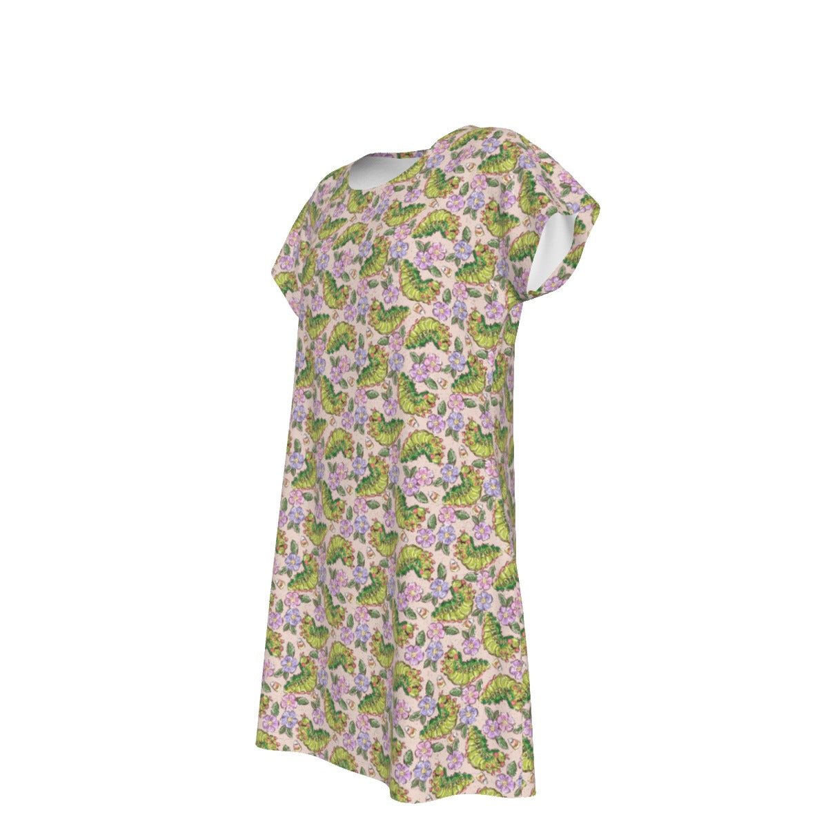 Cheerful Caterpillar Garden - Women's T-Shirt Dress