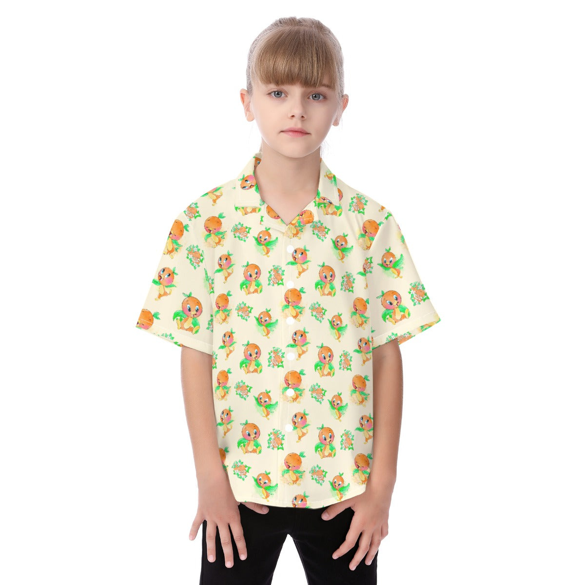 Citrus Charm Bird - Kid's Hawaiian Button Up Shirt