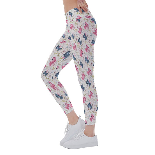Blue Alien & Pink Friend Love - Women's Yoga Leggings