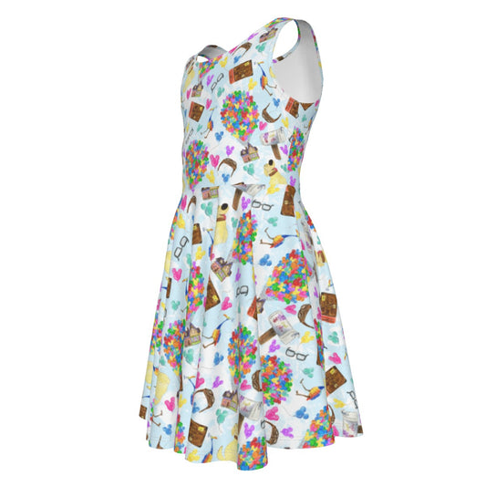 Up Adventure Icons - Kid's Sleeveless Skater Dress
