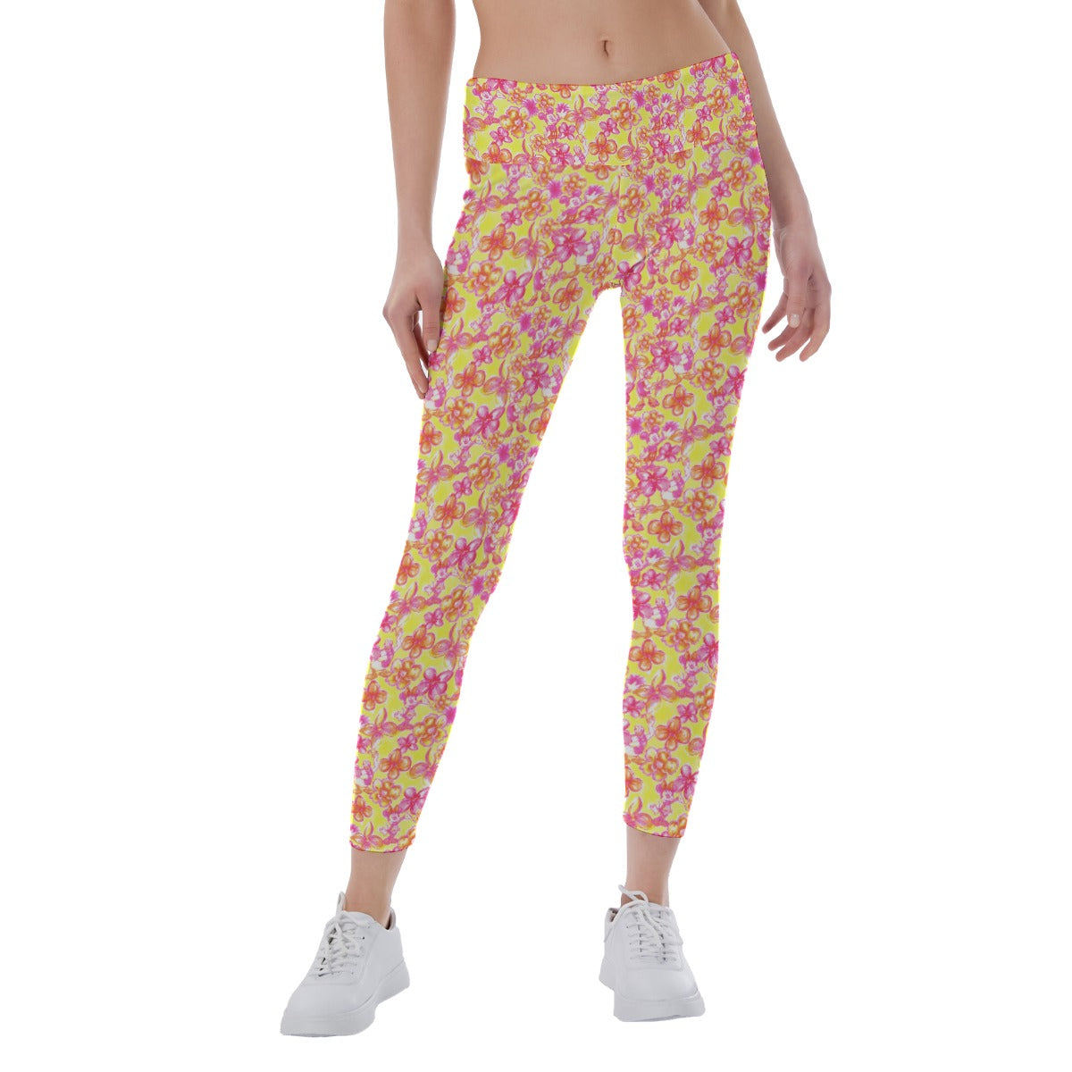 Neon Tropical Floral Friendsends - Women's Yoga Leggings