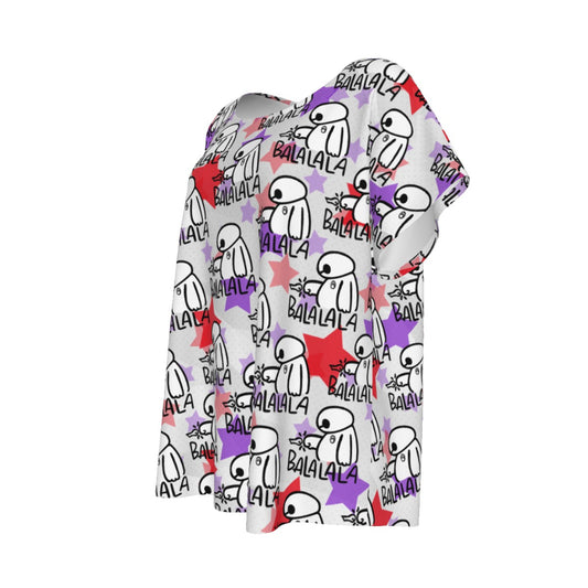 White Robot Balala - Women’s Relaxed Fit Scoop Tee