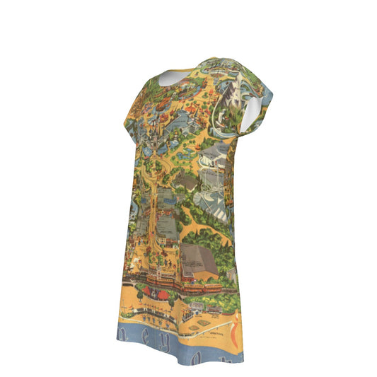 Vintage Theme Park Map - Women's T-Shirt Dress