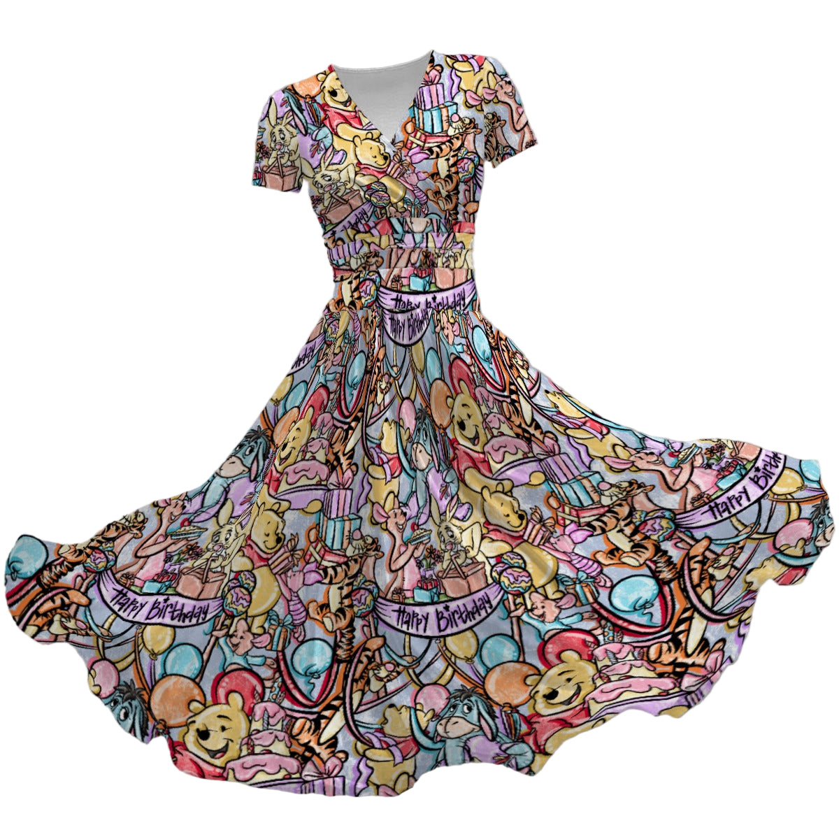 Birthday Bash in the Woods - Women's V-Neck Ruched Midi Dress