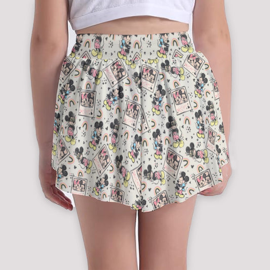 Retro Camera Mouse - Girls’ Flowy Pocket Shorts