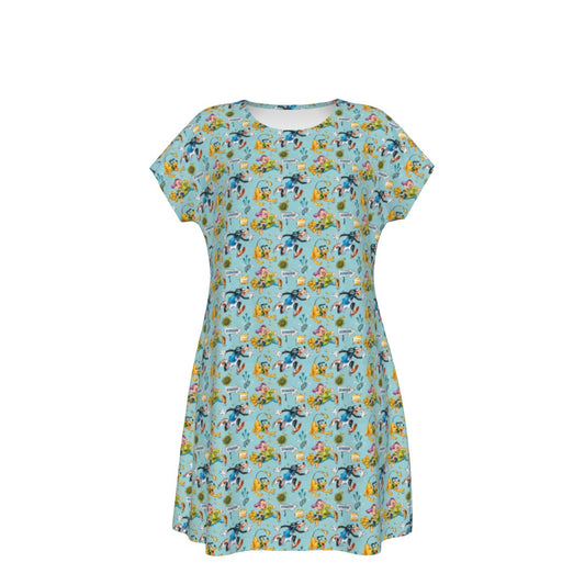 Cheerful Race Day Dashers - Women's T-Shirt Dress