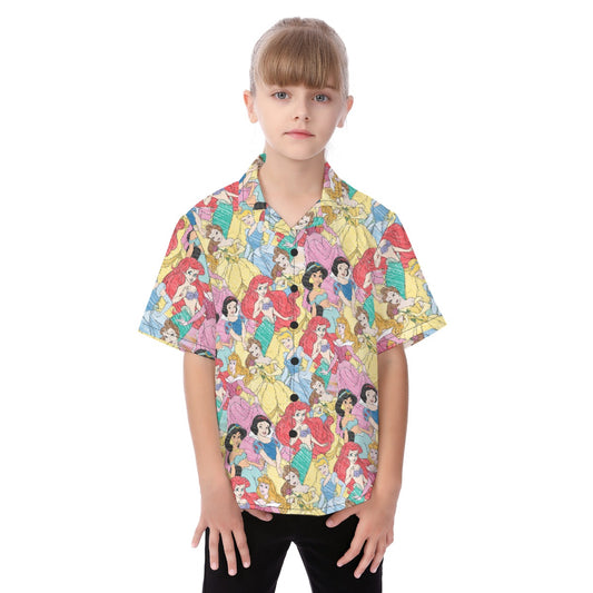 Royal Princess Sketches - Kid's Hawaiian Button Up Shirt