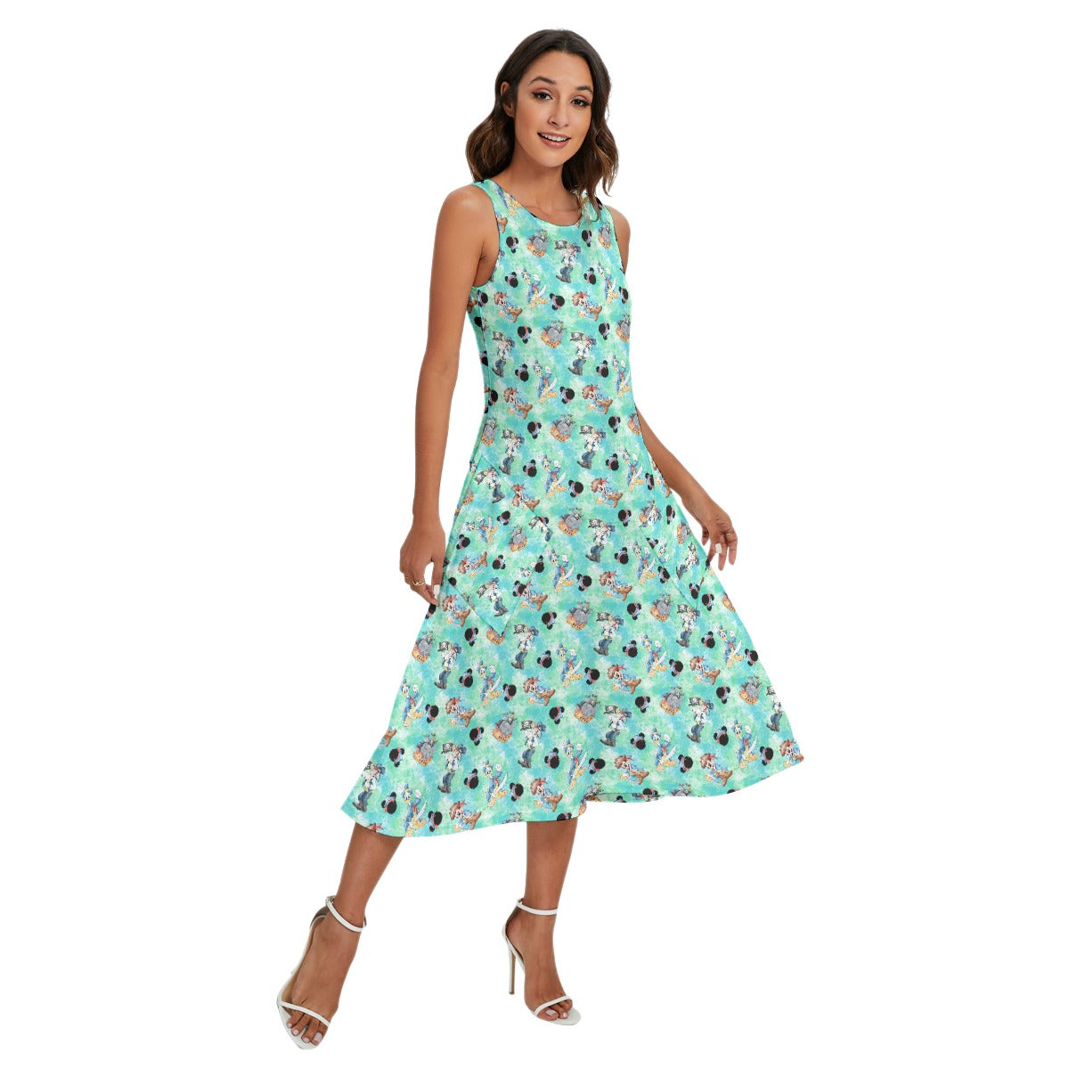 Pirate Crew Watercolor Adventure - Women’s Diagonal Pocket Midi Dress
