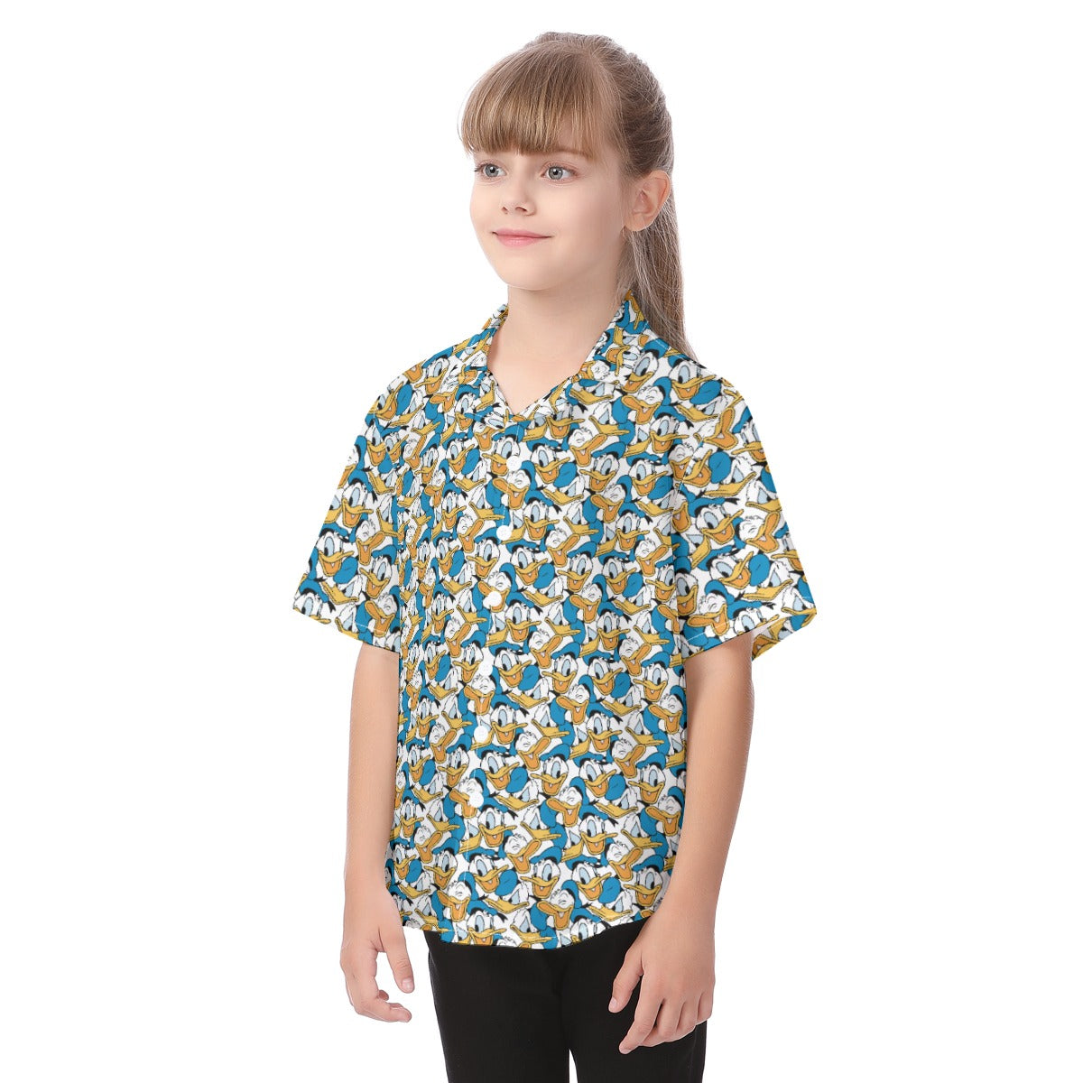Many Faces of Feisty Duck - Kid's Hawaiian Button Up Shirt
