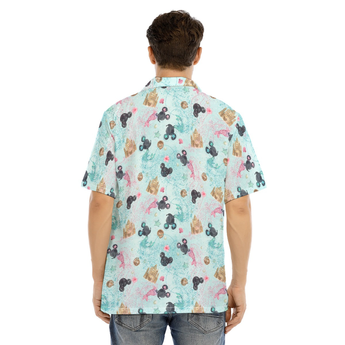 Watercolor Mermaid Mouse Ears - Men's Hawaiian Button Up Shirt