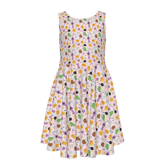 Long Hair Princess Icons - Kid's Sleeveless Skater Dress