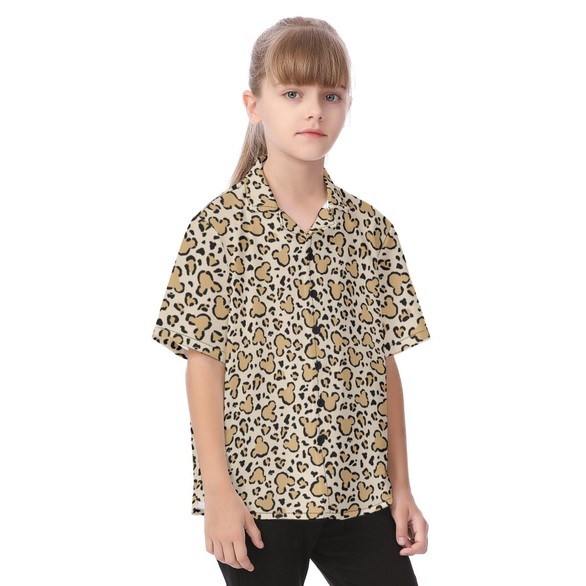 Mouse Ears Animal Print - Kid's Hawaiian Button Up Shirt