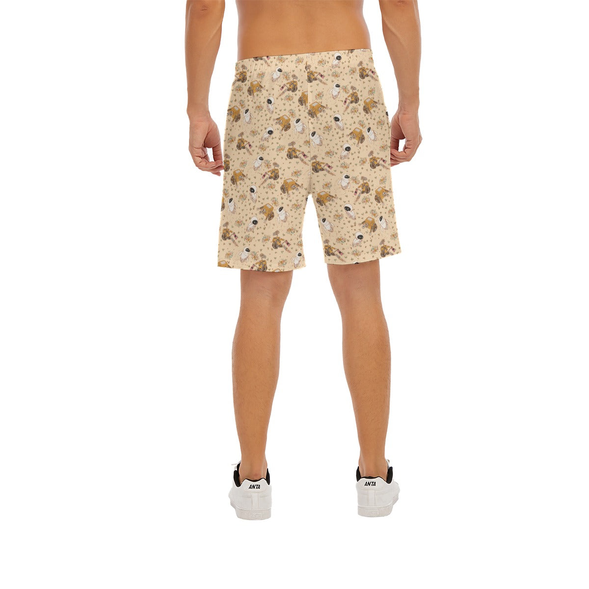Botanical Robot Love Story - Men’s Pocket Beach Shorts
