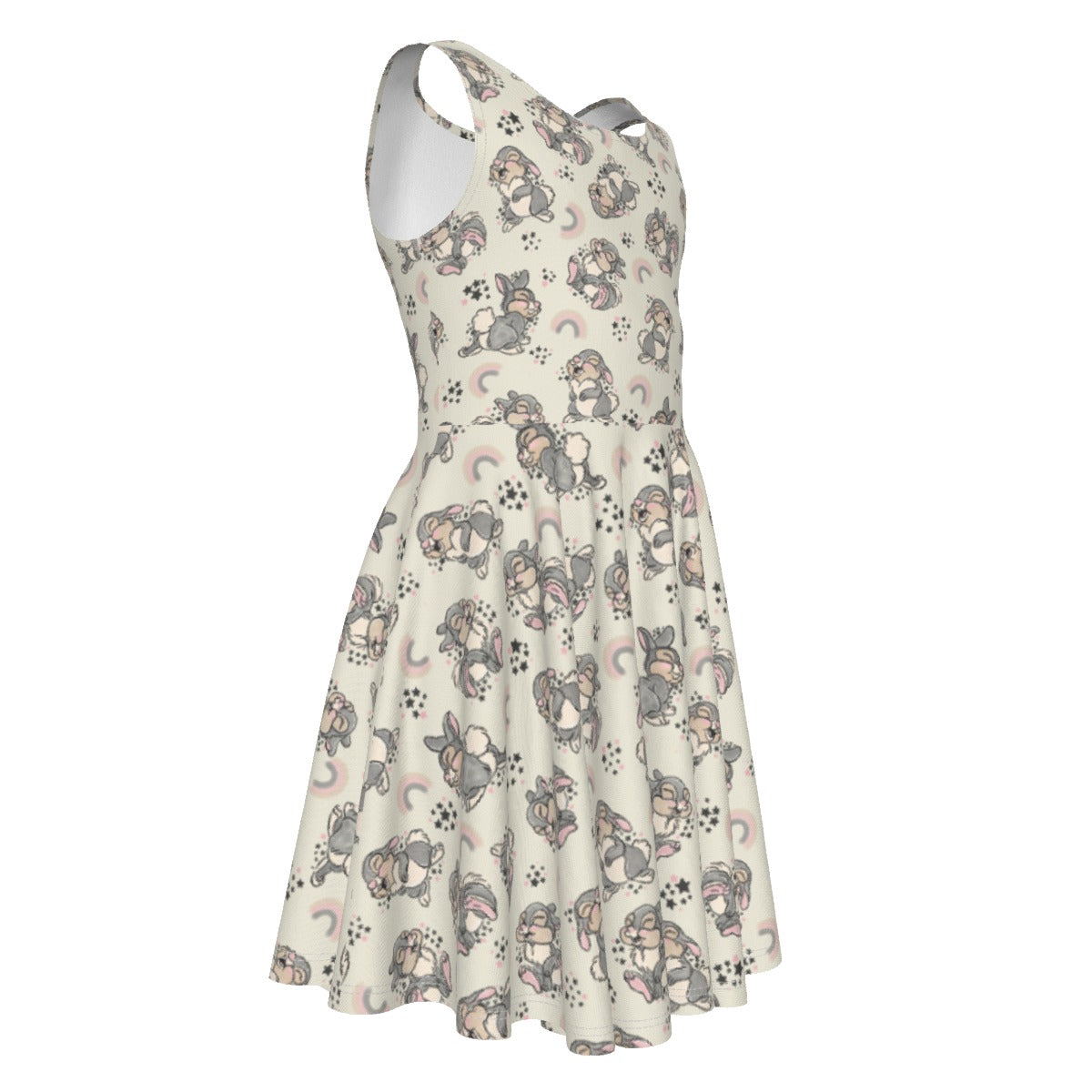 Bouncy Bunny Bliss - Kid's Sleeveless Skater Dress