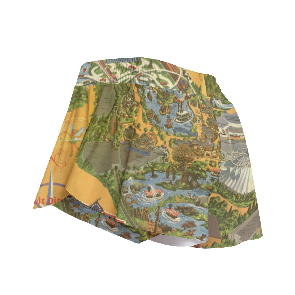 Vintage Theme Park Map- Women's Flowy Pocket Shorts