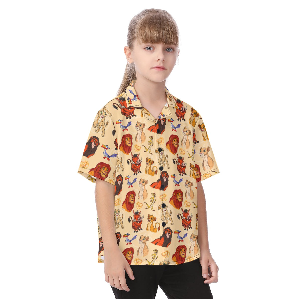 Sketched Savanna Friends - Kid's Hawaiian Button Up Shirt